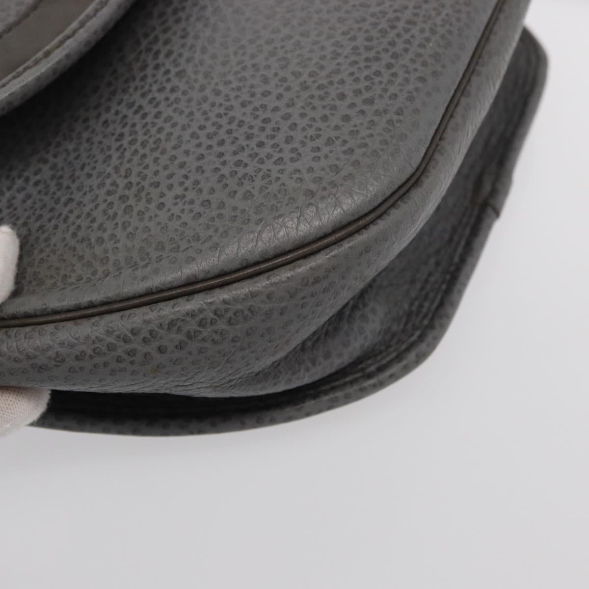 Christian Dior Shoulder Bag Leather Gray Gold Auth ka078