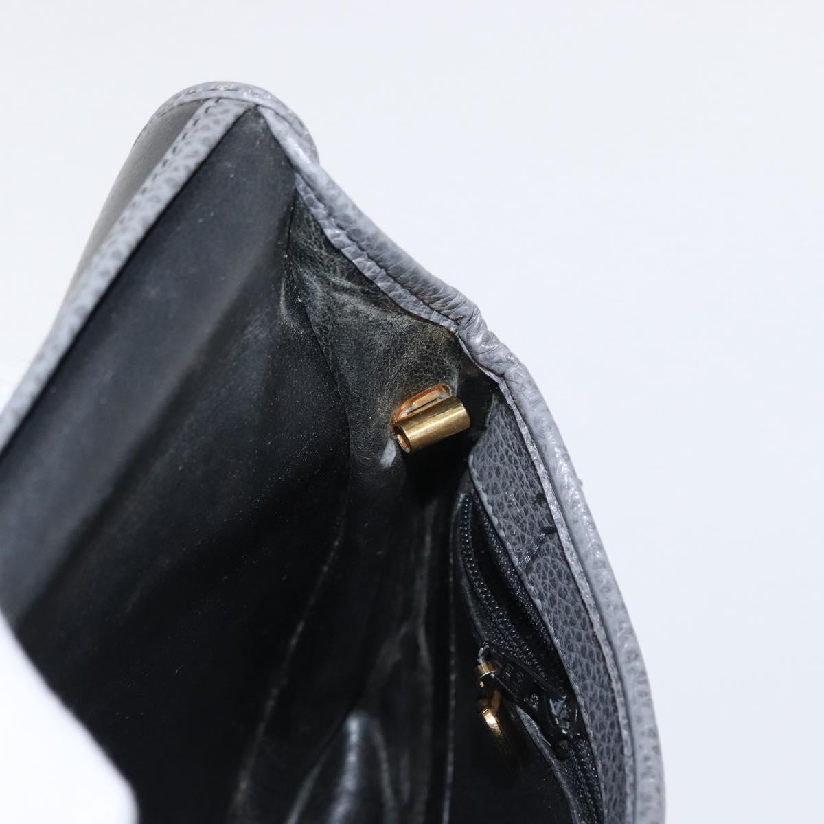 Christian Dior Shoulder Bag Leather Gray Gold Auth ka078