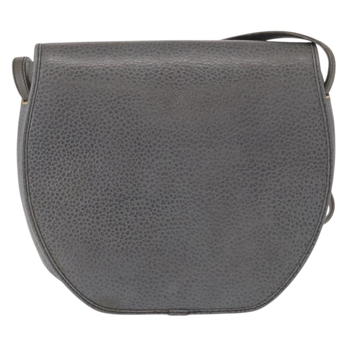 Christian Dior Shoulder Bag Leather Gray Gold Auth ka078