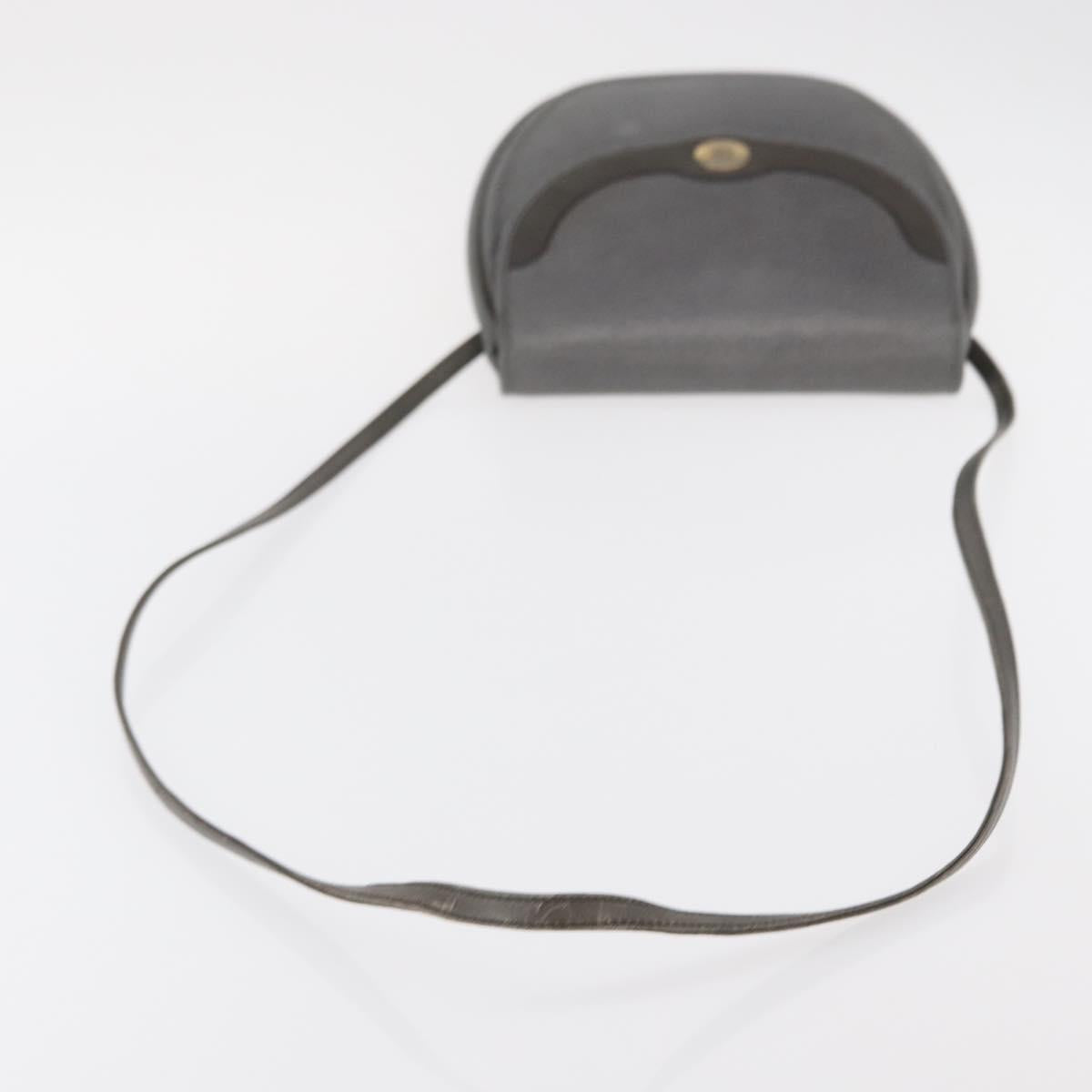 Christian Dior Shoulder Bag Leather Gray Gold Auth ka078