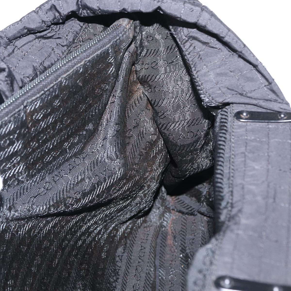 PRADA Hand Bag Nylon Black Silver Auth ka079