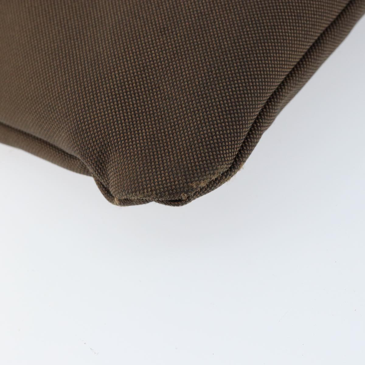 PRADA Shoulder Bag Canvas Dark Brown gold Auth ka080