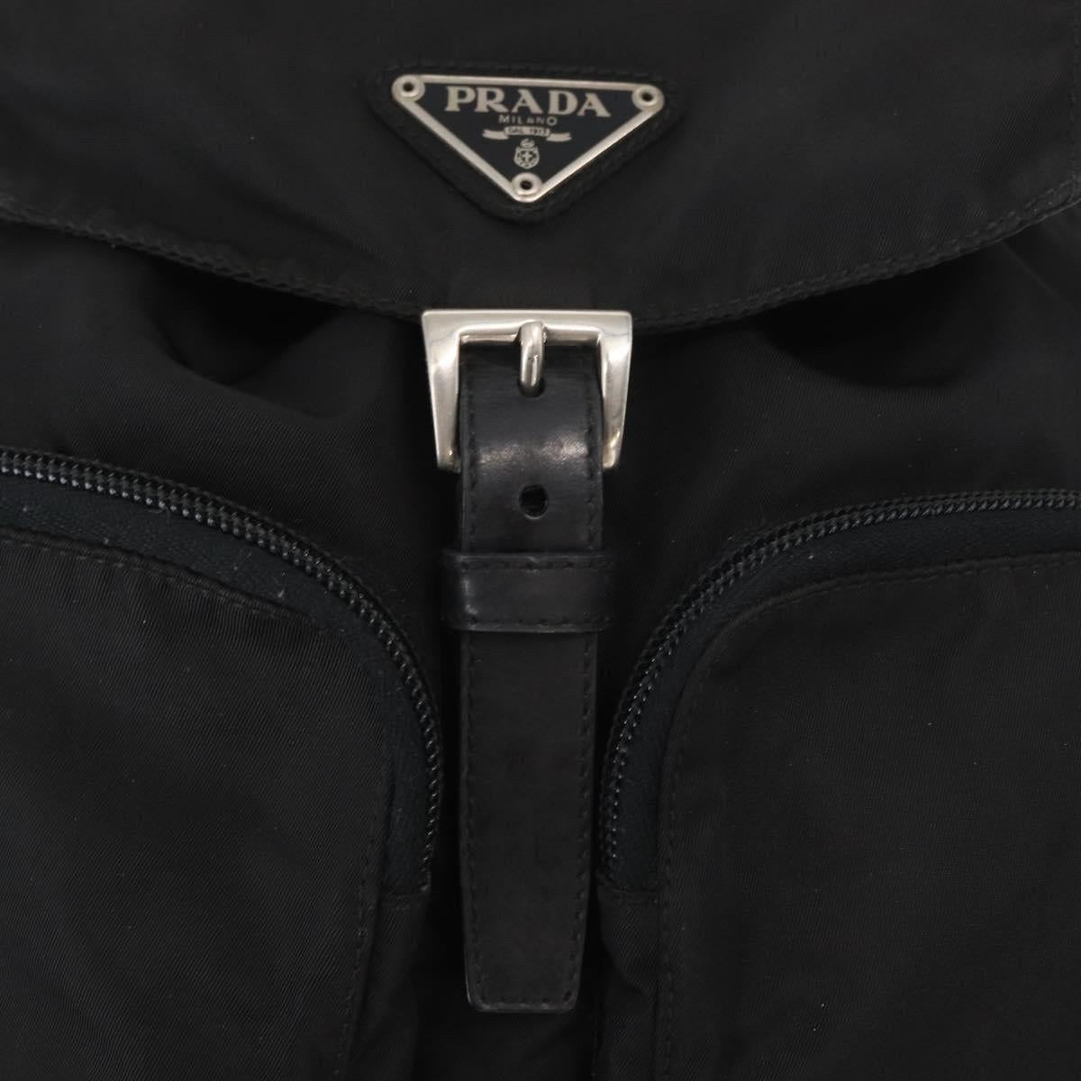 PRADA Backpack Nylon Black Silver Auth ka083