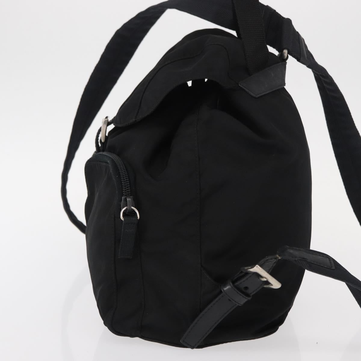 PRADA Backpack Nylon Black Silver Auth ka083