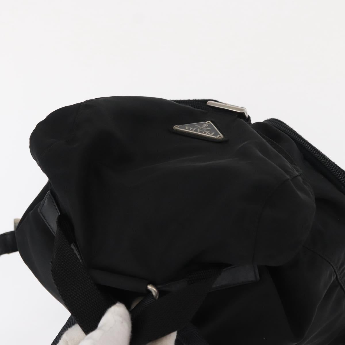 PRADA Backpack Nylon Black Silver Auth ka083