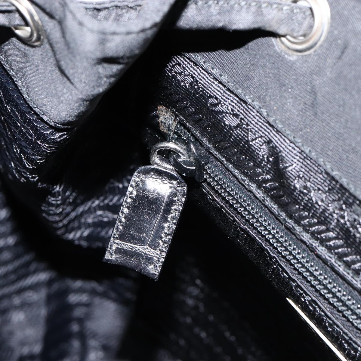 PRADA Embossing Backpack Nylon Black Silver Auth ka084