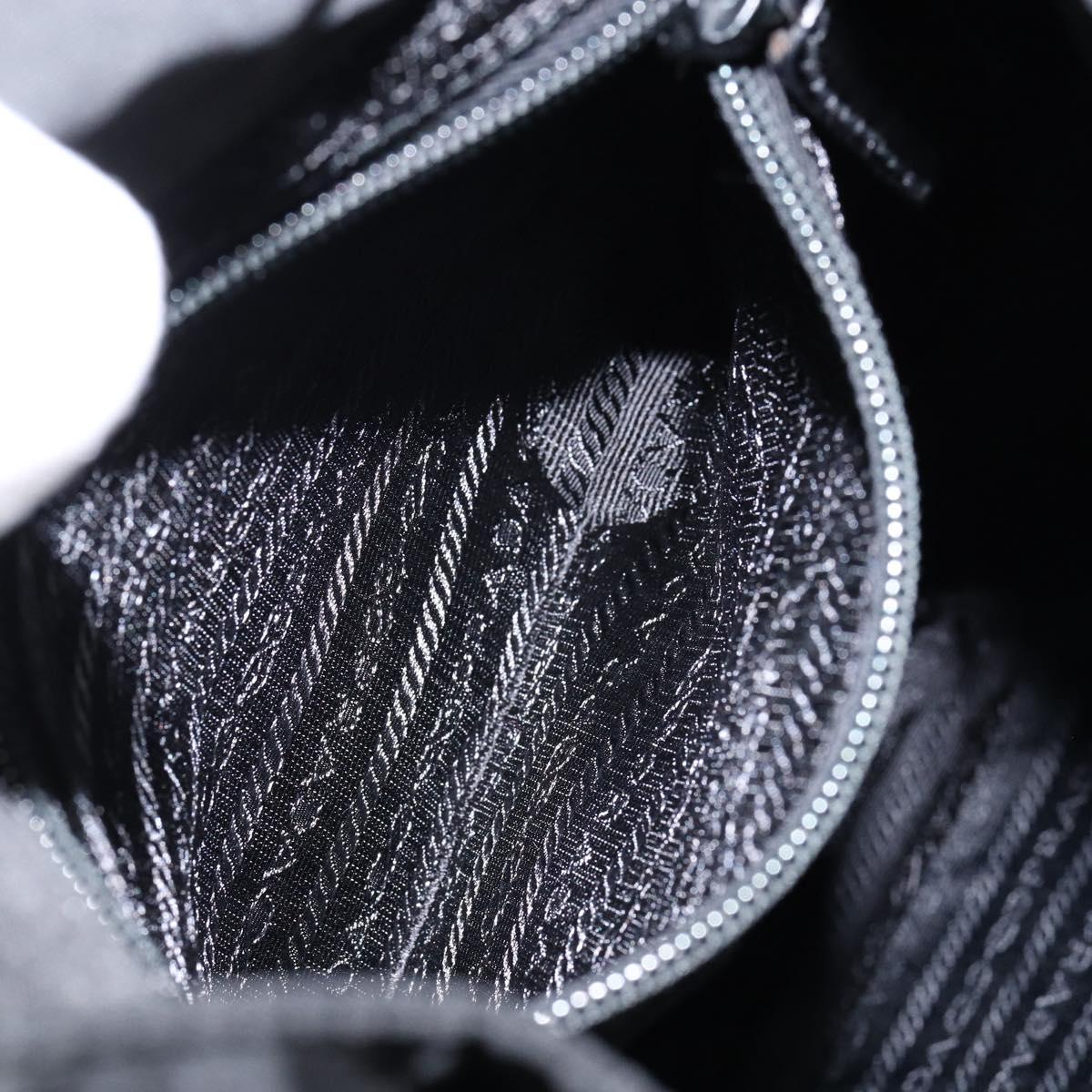 PRADA Embossing Backpack Nylon Black Silver Auth ka084