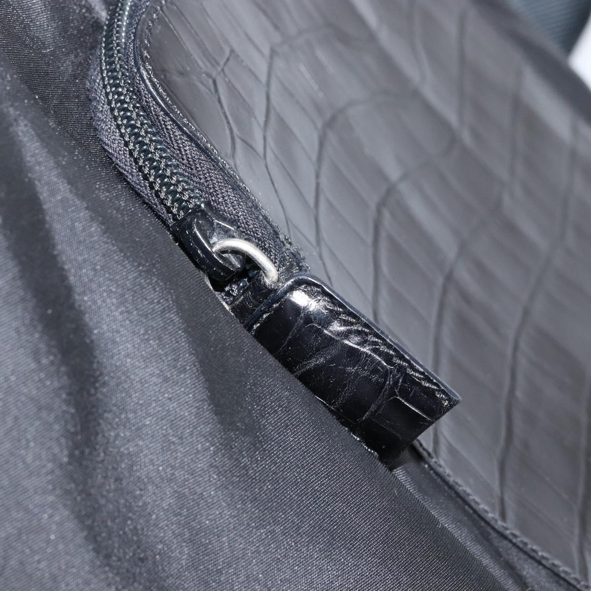 PRADA Embossing Backpack Nylon Black Silver Auth ka084