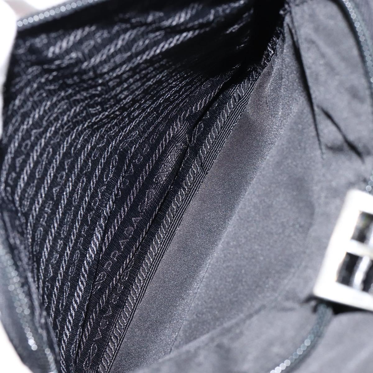 PRADA Embossing Backpack Nylon Black Silver Auth ka084