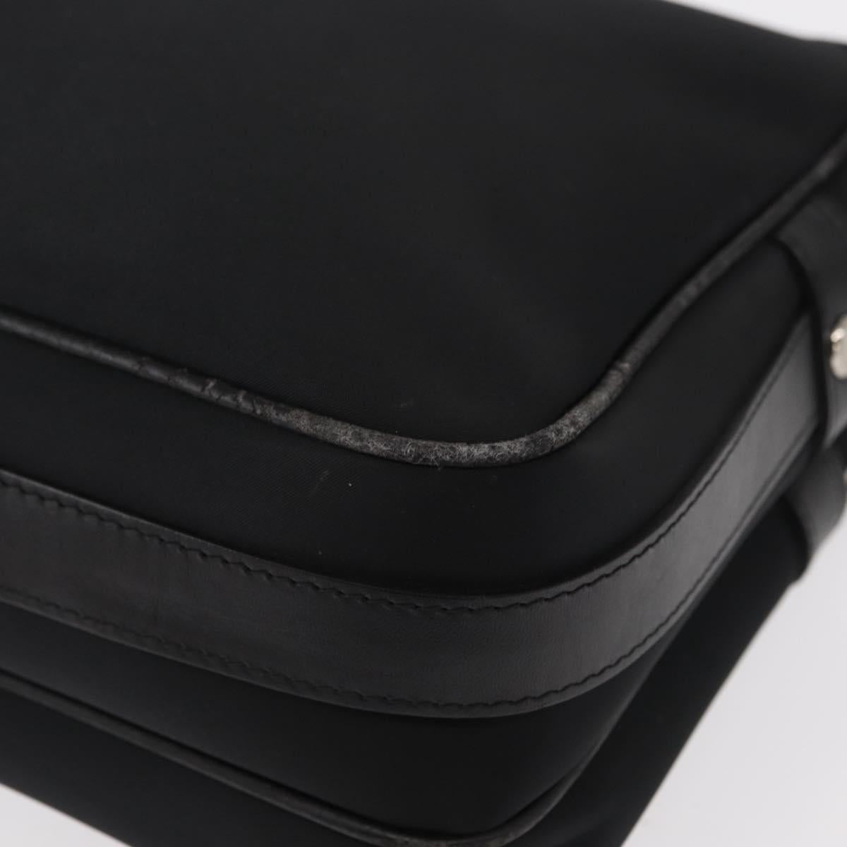 BURBERRY Shoulder Bag Nylon Black Silver Auth ka086