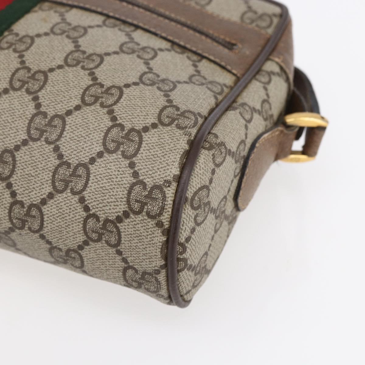 GUCCI GG Supreme Web Sherry Line Bag PVC Beige Gold 56 02 004 Auth ka088