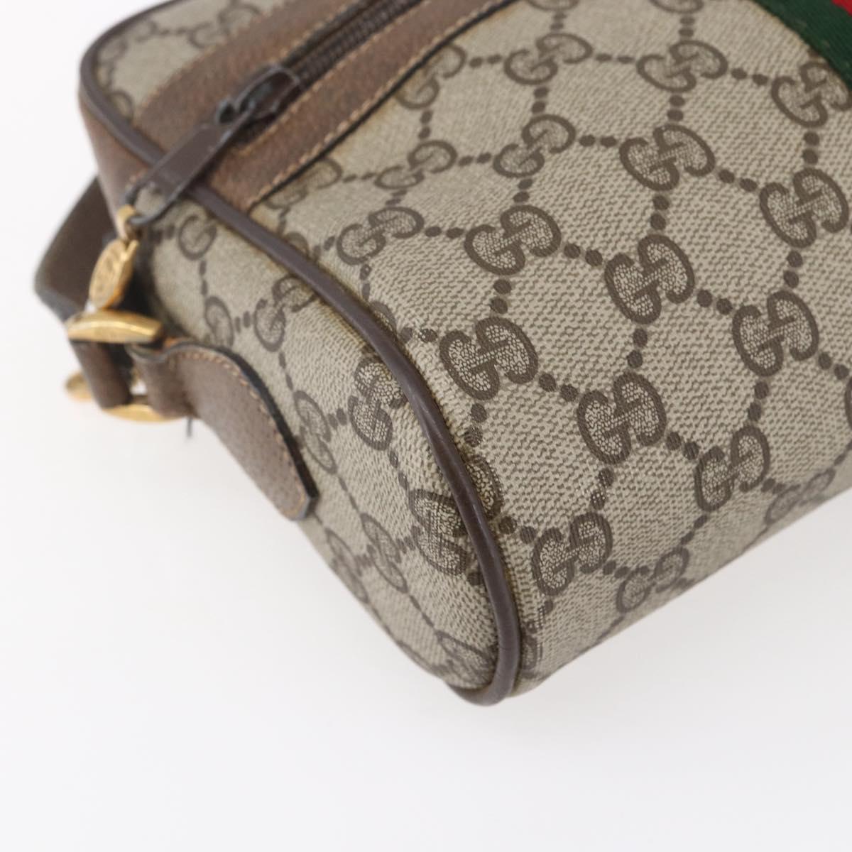 GUCCI GG Supreme Web Sherry Line Bag PVC Beige Gold 56 02 004 Auth ka088
