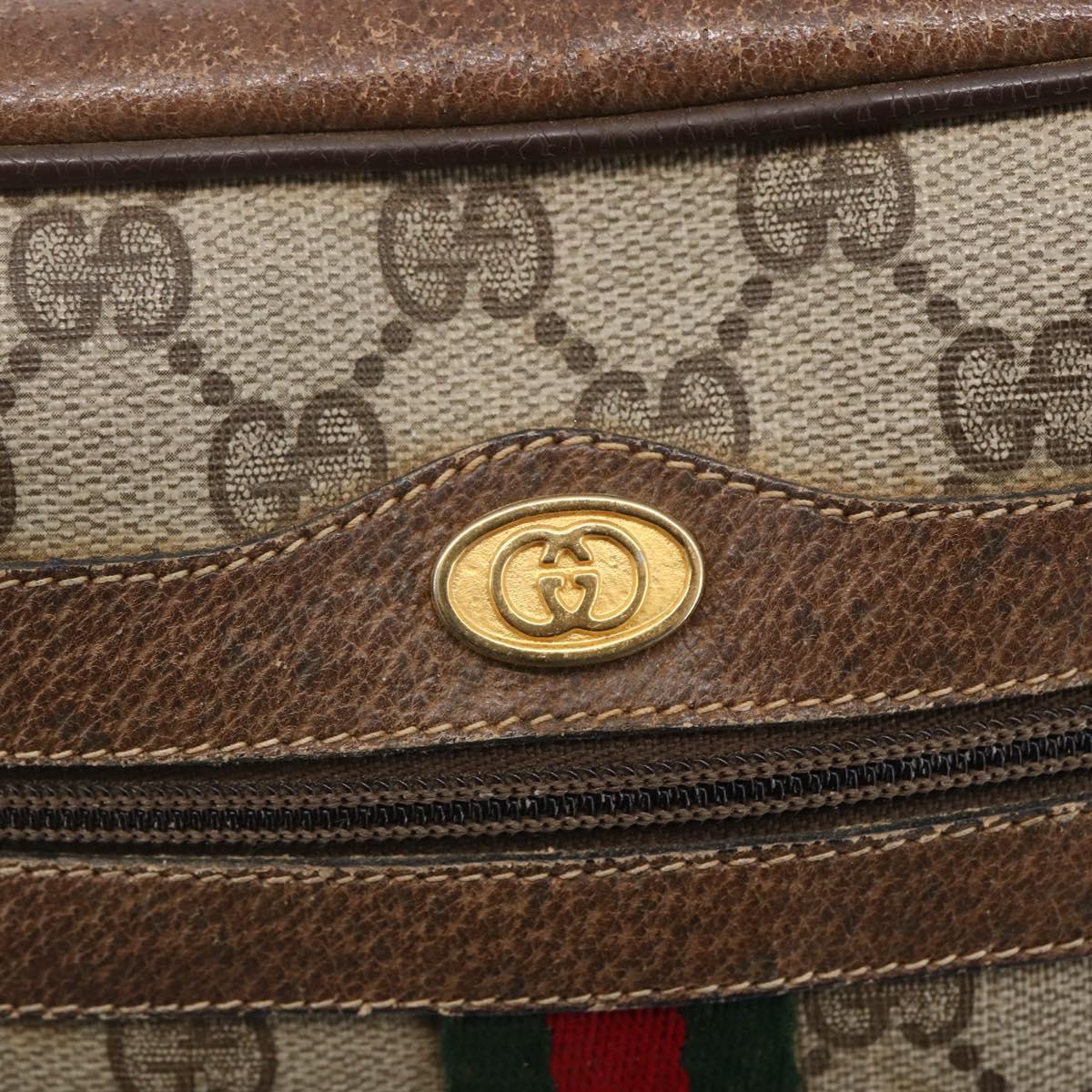 GUCCI GG Supreme Web Sherry Line Bag PVC Beige Gold 56 02 004 Auth ka088