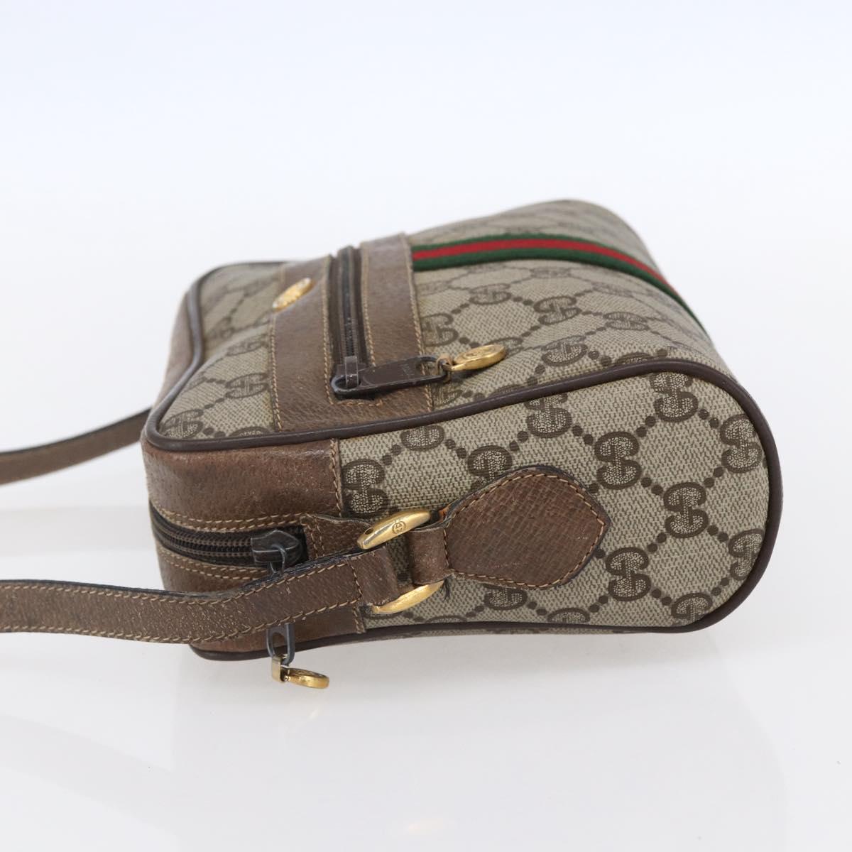 GUCCI GG Supreme Web Sherry Line Bag PVC Beige Gold 56 02 004 Auth ka088