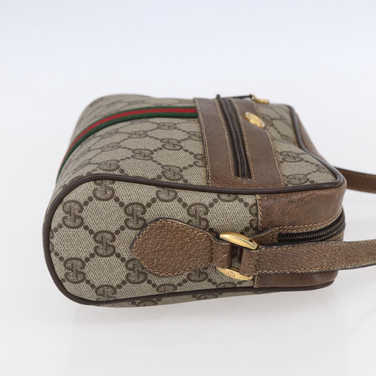 GUCCI GG Supreme Web Sherry Line Bag PVC Beige Gold 56 02 004 Auth ka088