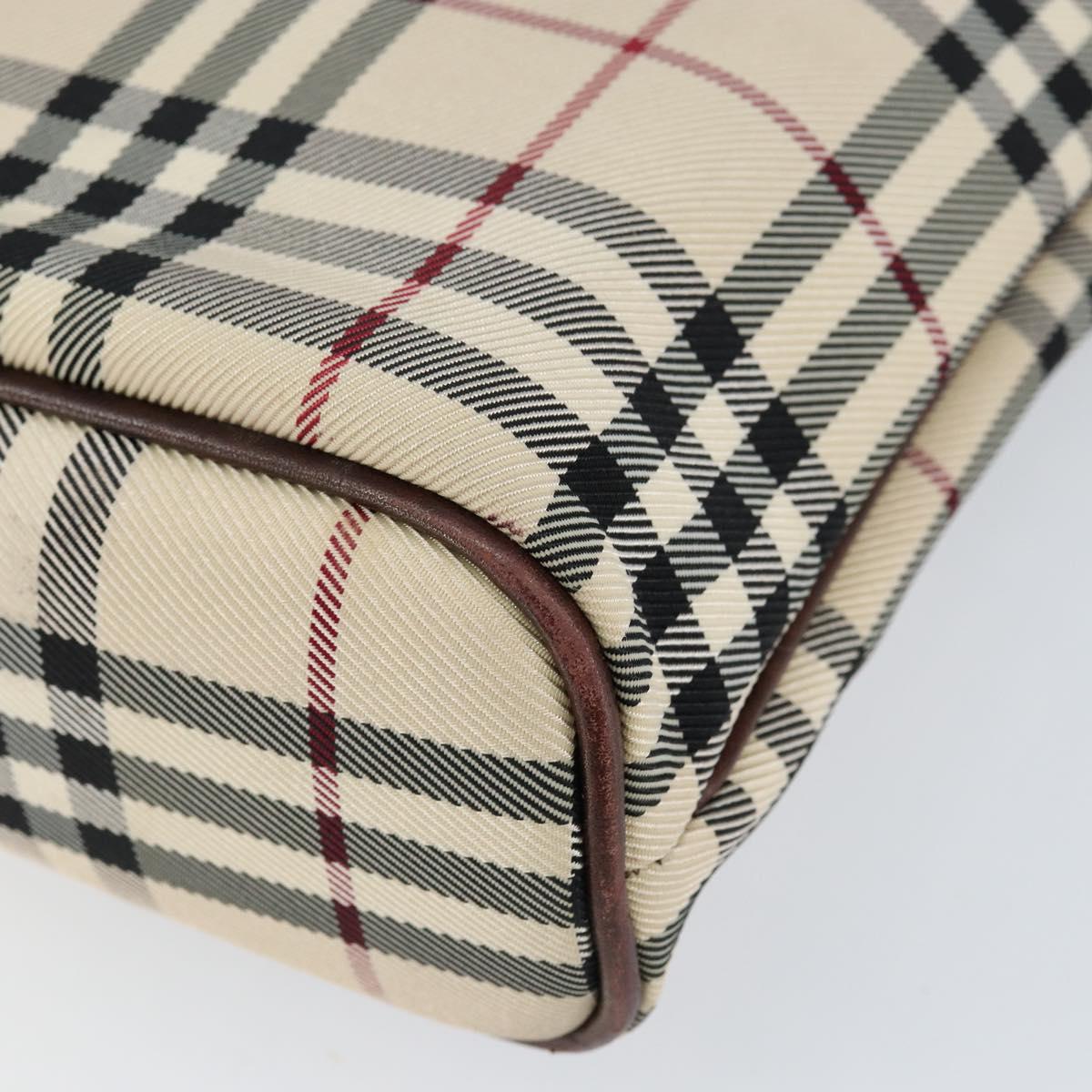 BURBERRY Nova Check Hand Bag Canvas Beige Gold Auth ka090