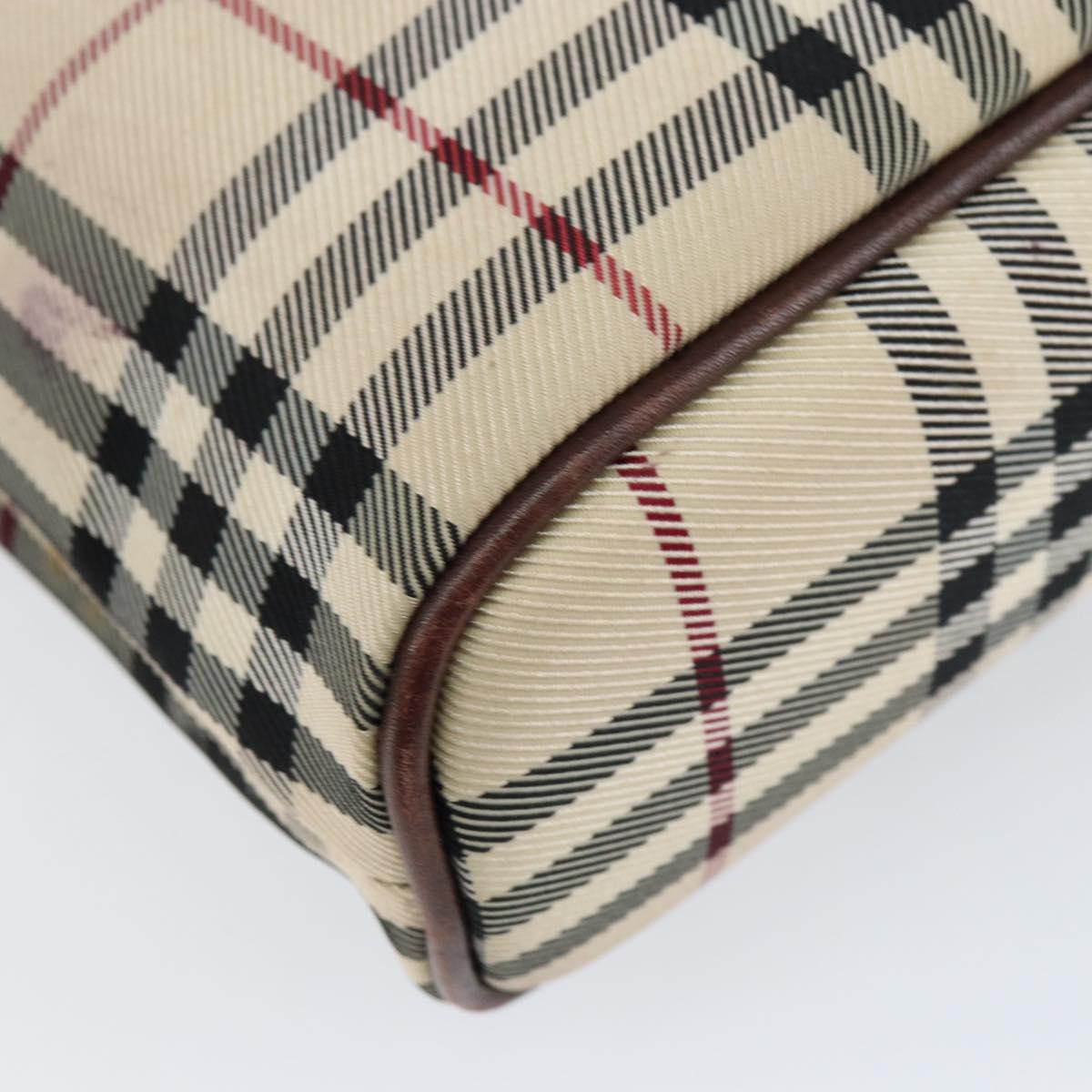 BURBERRY Nova Check Hand Bag Canvas Beige Gold Auth ka090