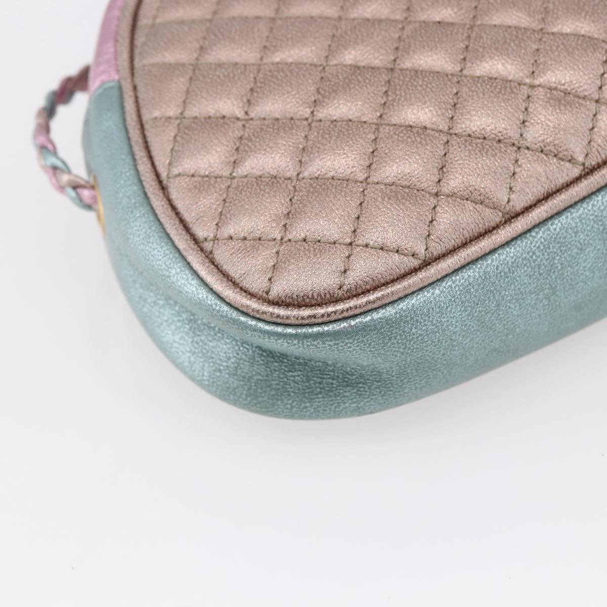 GUCCI Shoulder Bag Lamb Skin Light Blue Gold 534951 Auth ka093
