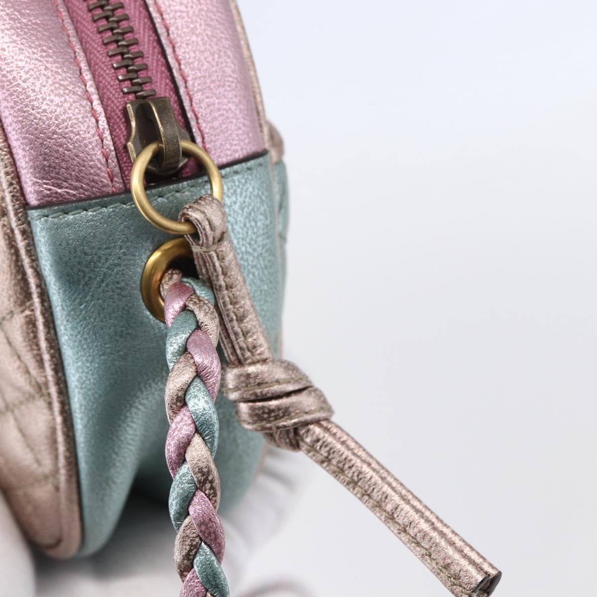 GUCCI Shoulder Bag Lamb Skin Light Blue Gold 534951 Auth ka093