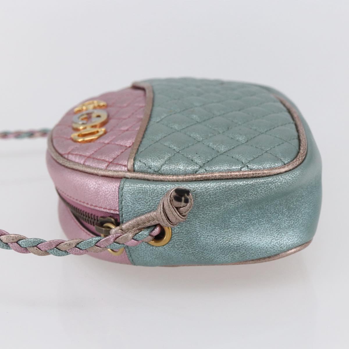 GUCCI Shoulder Bag Lamb Skin Light Blue Gold 534951 Auth ka093