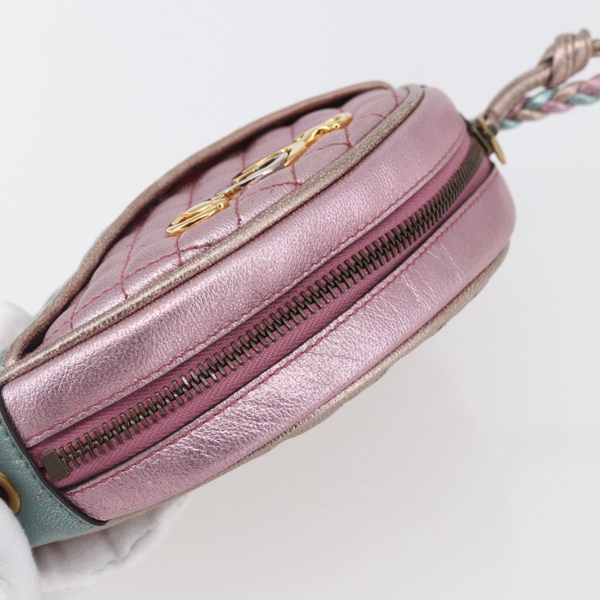 GUCCI Shoulder Bag Lamb Skin Light Blue Gold 534951 Auth ka093