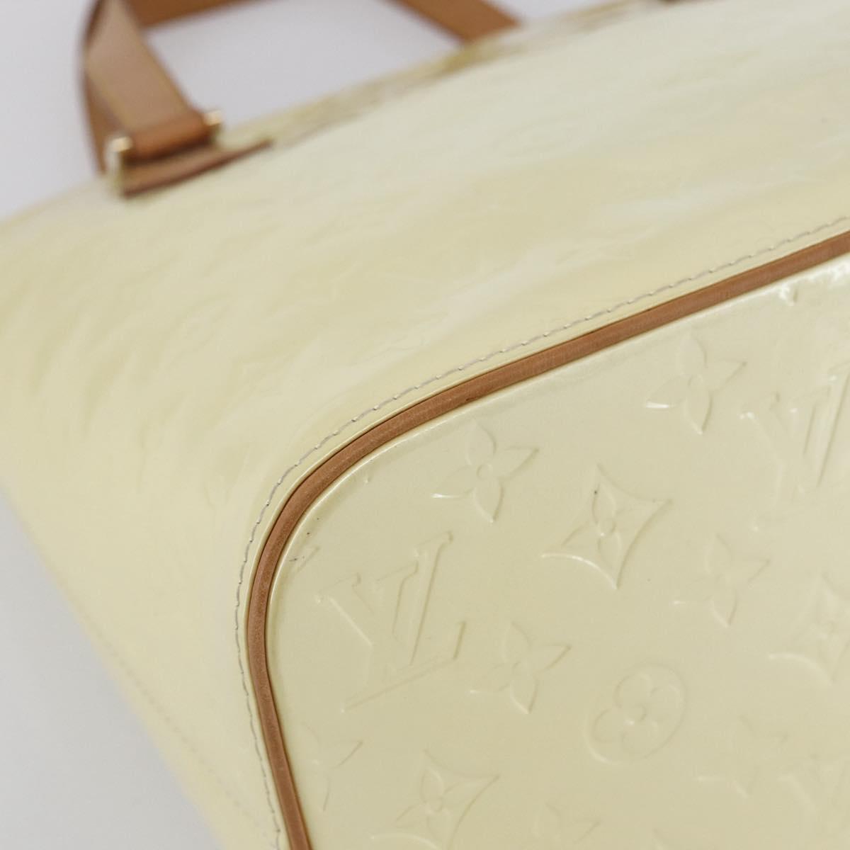LOUIS VUITTON Monogram Vernis Houston Hand Bag Lime Yellow M91055 LV Auth ka094