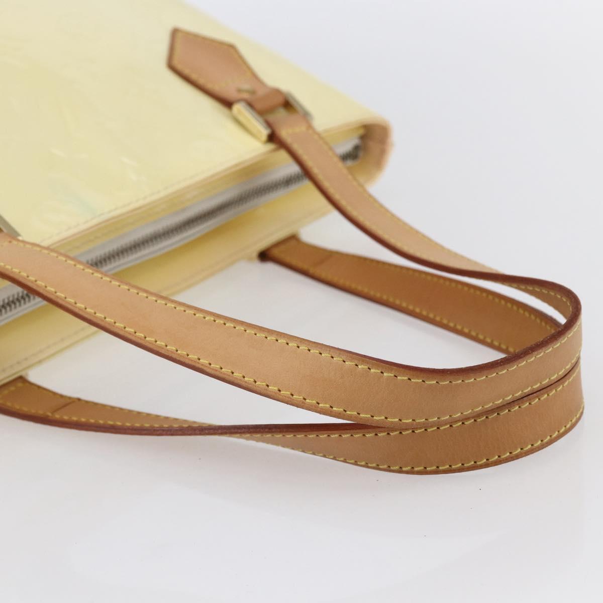 LOUIS VUITTON Monogram Vernis Houston Hand Bag Lime Yellow M91055 LV Auth ka094