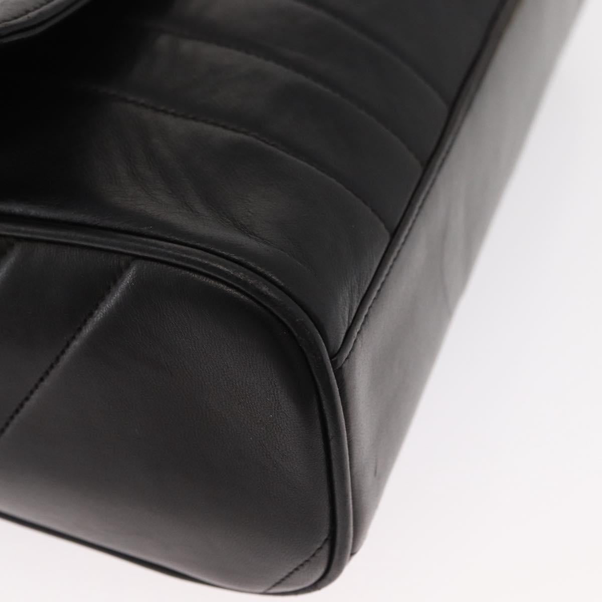 CHANEL New Mademoiselle Shoulder Bag Lamb Skin Black Silver CC Auth ka096V