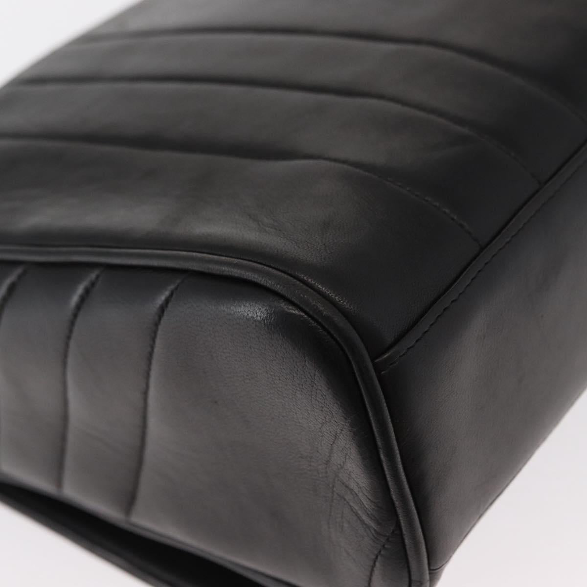 CHANEL New Mademoiselle Shoulder Bag Lamb Skin Black Silver CC Auth ka096V