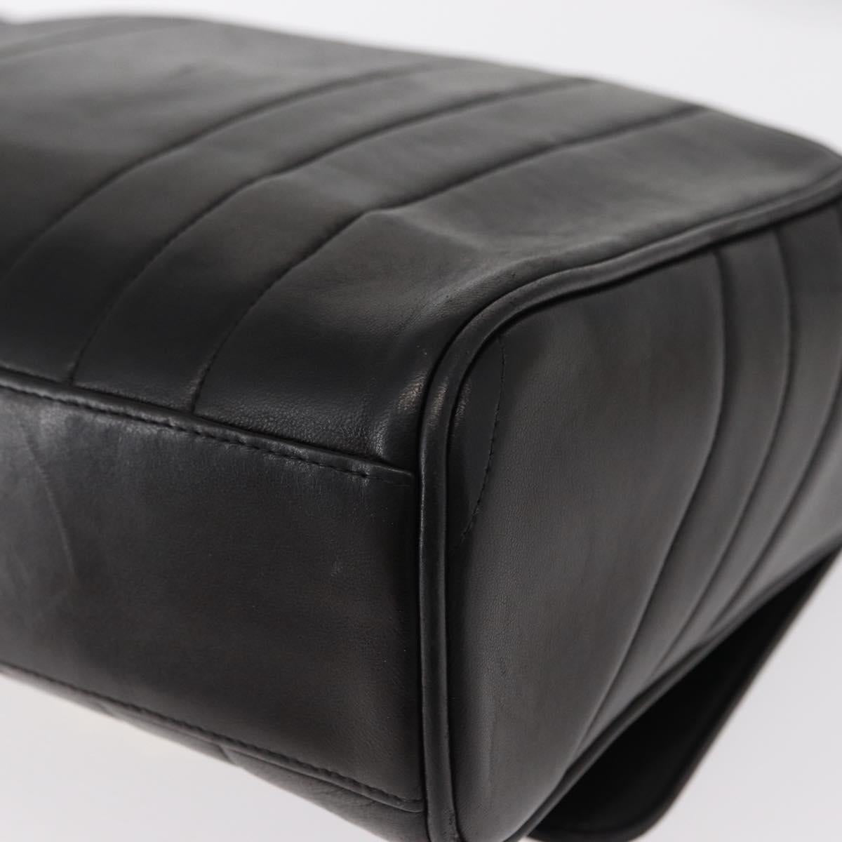 CHANEL New Mademoiselle Shoulder Bag Lamb Skin Black Silver CC Auth ka096V