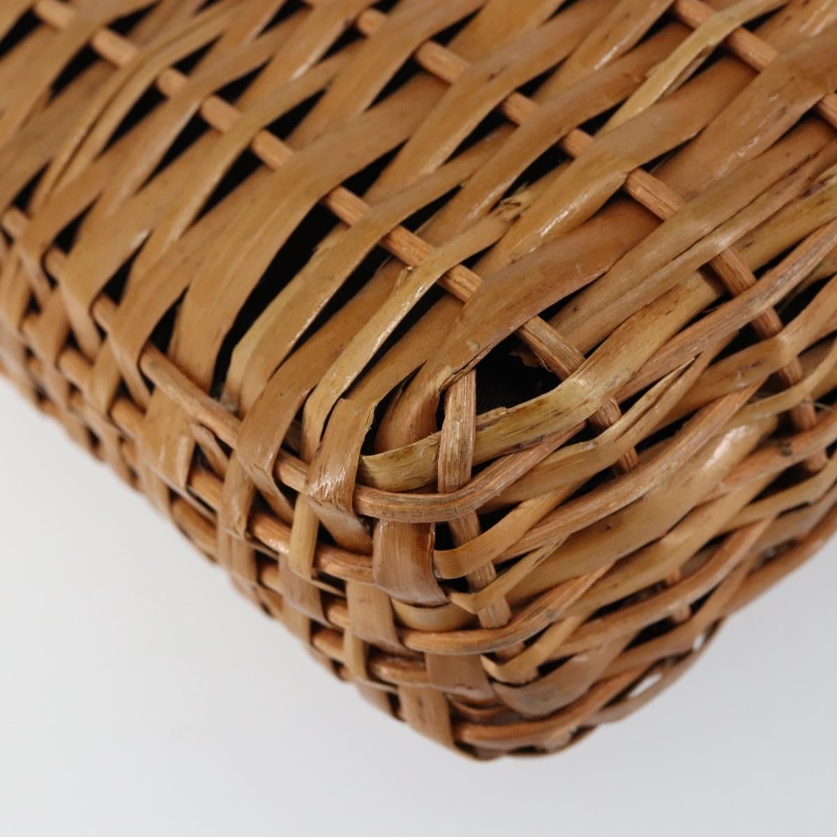 FENDI Hand Bag Rattan Brown Gold Auth ka098