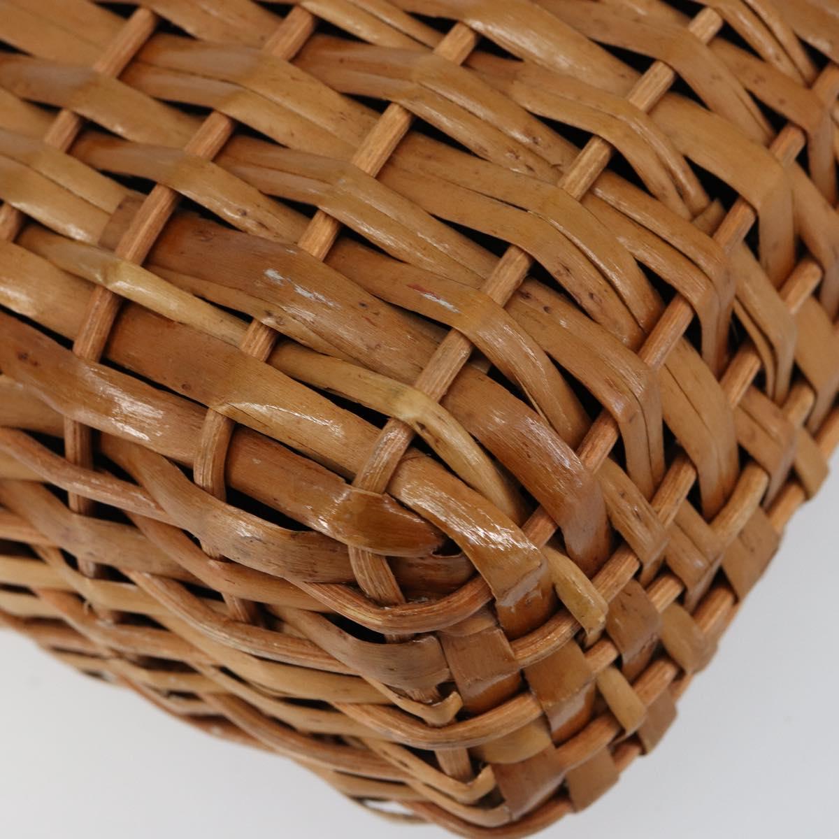 FENDI Hand Bag Rattan Brown Gold Auth ka098