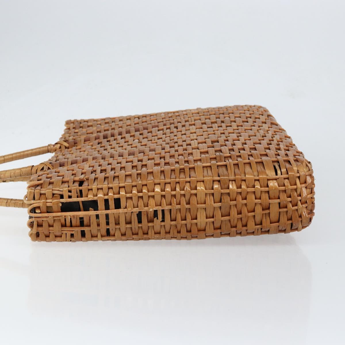 FENDI Hand Bag Rattan Brown Gold Auth ka098