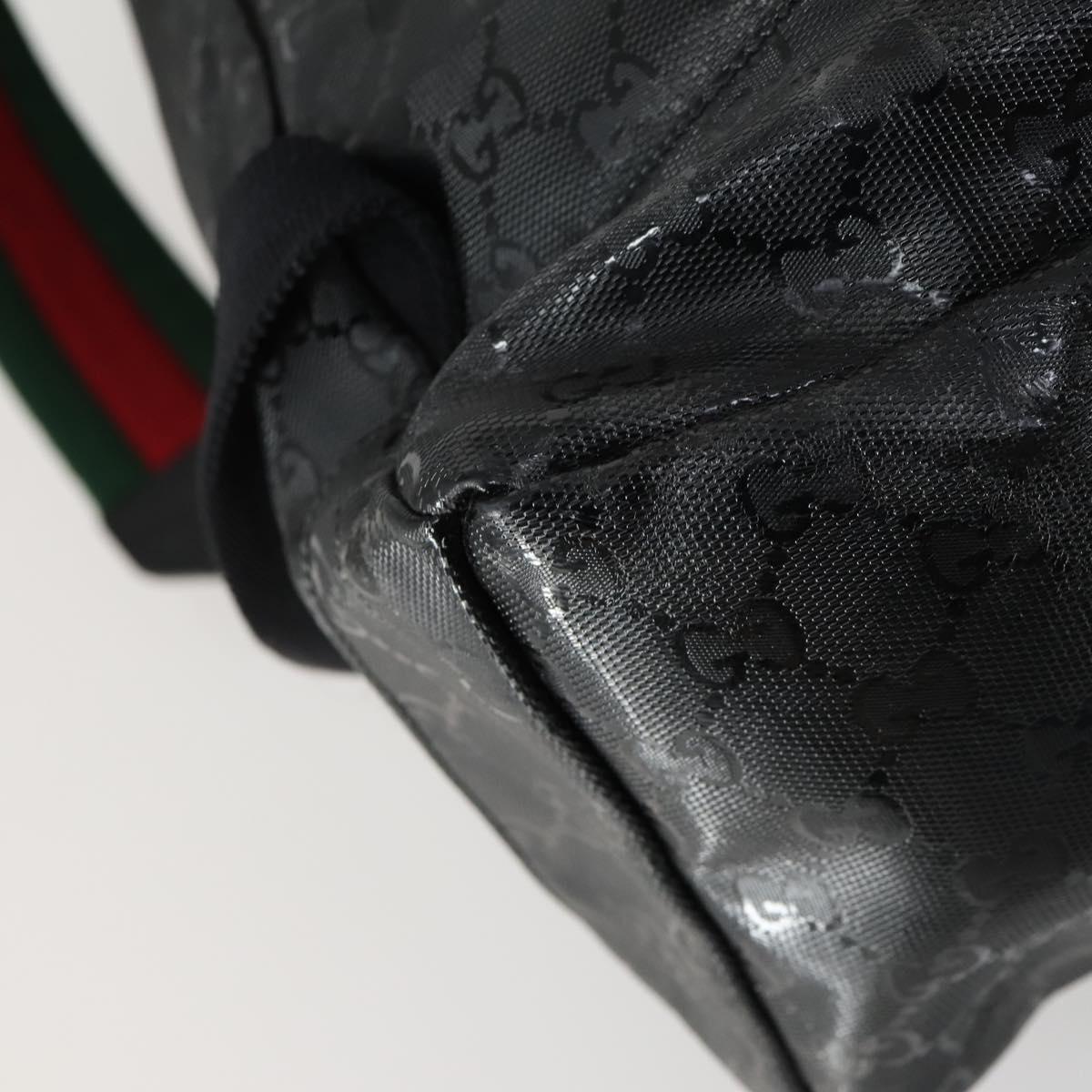 GUCCI GG Implementation Web Sherry Line Backpack Black Silver 347984 Auth ka1009