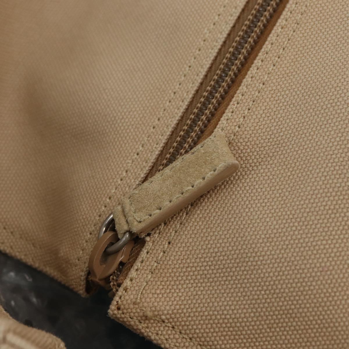 PRADA Tote Bag Canvas Beige Silver Auth ka101