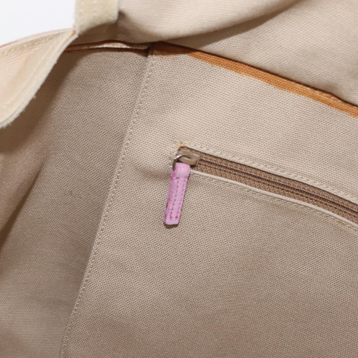 PRADA Tote Bag Canvas Beige Silver Auth ka101