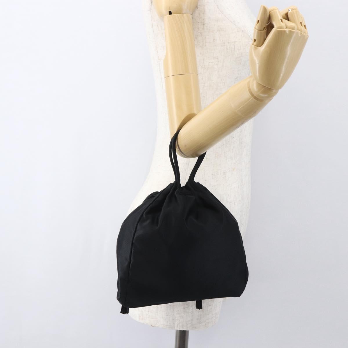 PRADA Purse Hand Bag Satin Black Auth ka1010