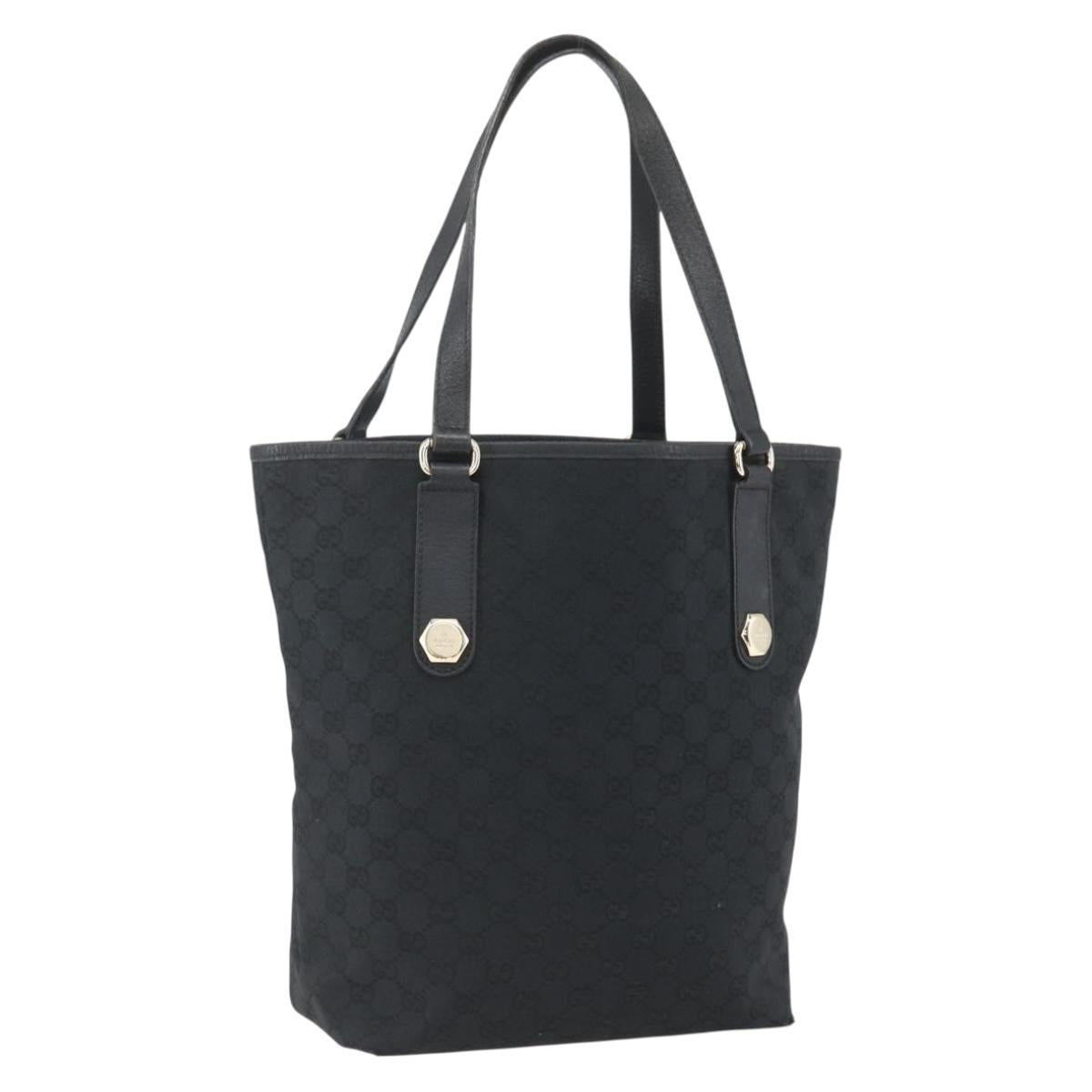 GUCCI GG Canvas Tote Bag Black Gold 153009 Auth ka1012