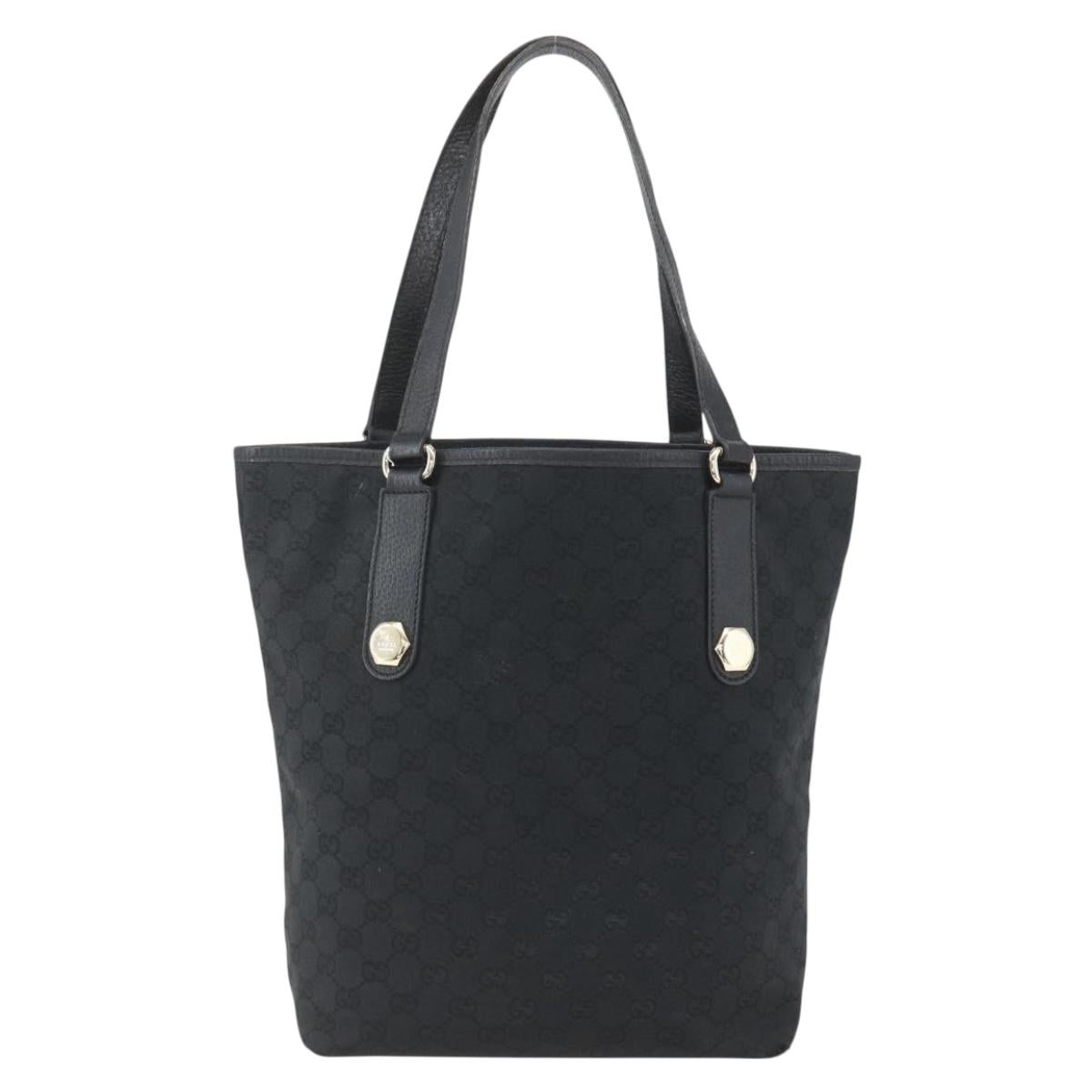 GUCCI GG Canvas Tote Bag Black Gold 153009 Auth ka1012