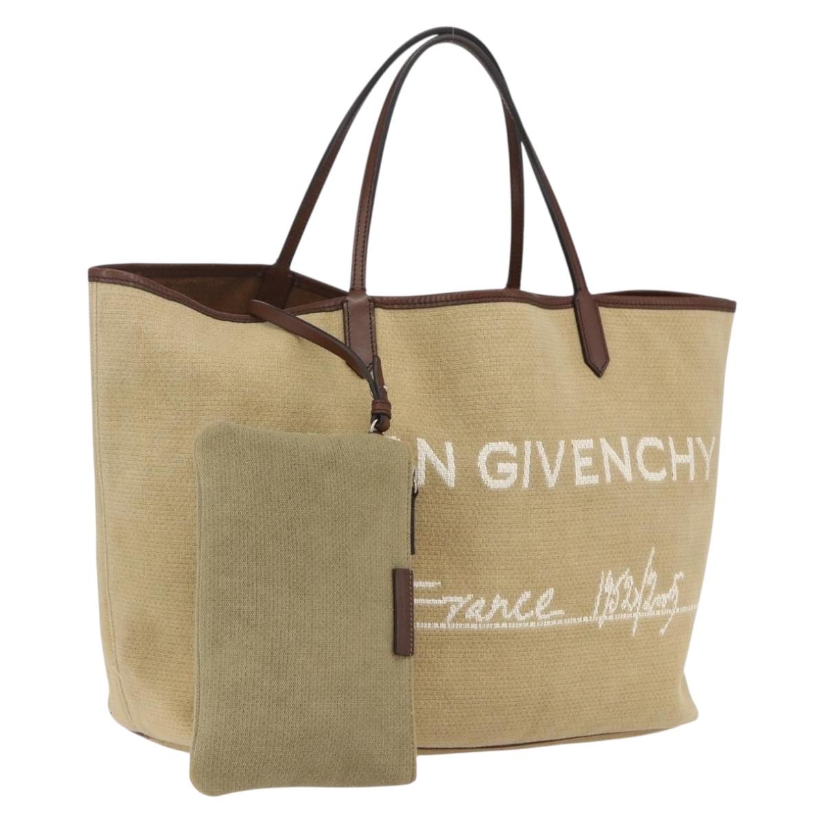 GIVENCHY Tote Bag Canvas Beige Auth ka1015