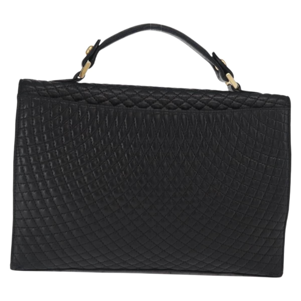 BALLY Hand Bag Leather Black Gold Auth ka1020