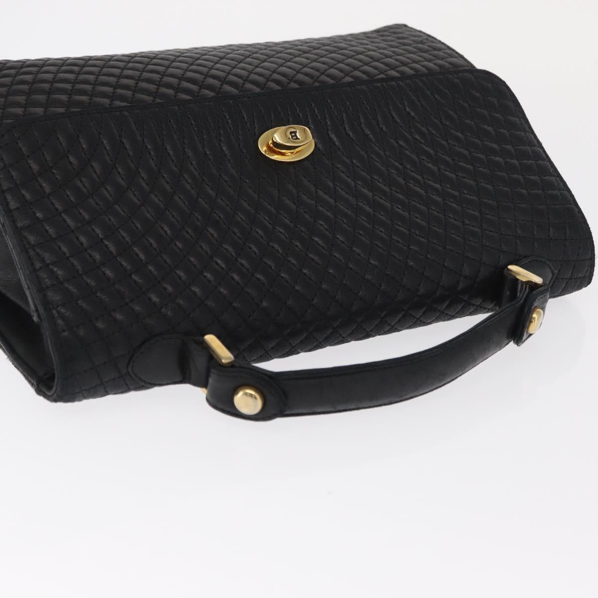 BALLY Hand Bag Leather Black Gold Auth ka1020