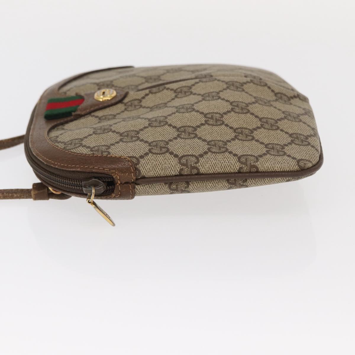 GUCCI GG Supreme Web Sherry Line Bag PVC Beige Gold 904 02 047 Auth ka1026