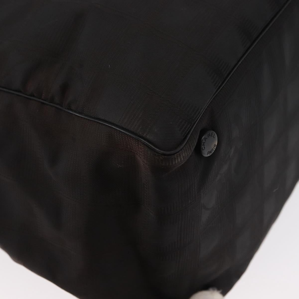 CHANEL New Travel Line Tote Bag Nylon Black CC Auth ka103