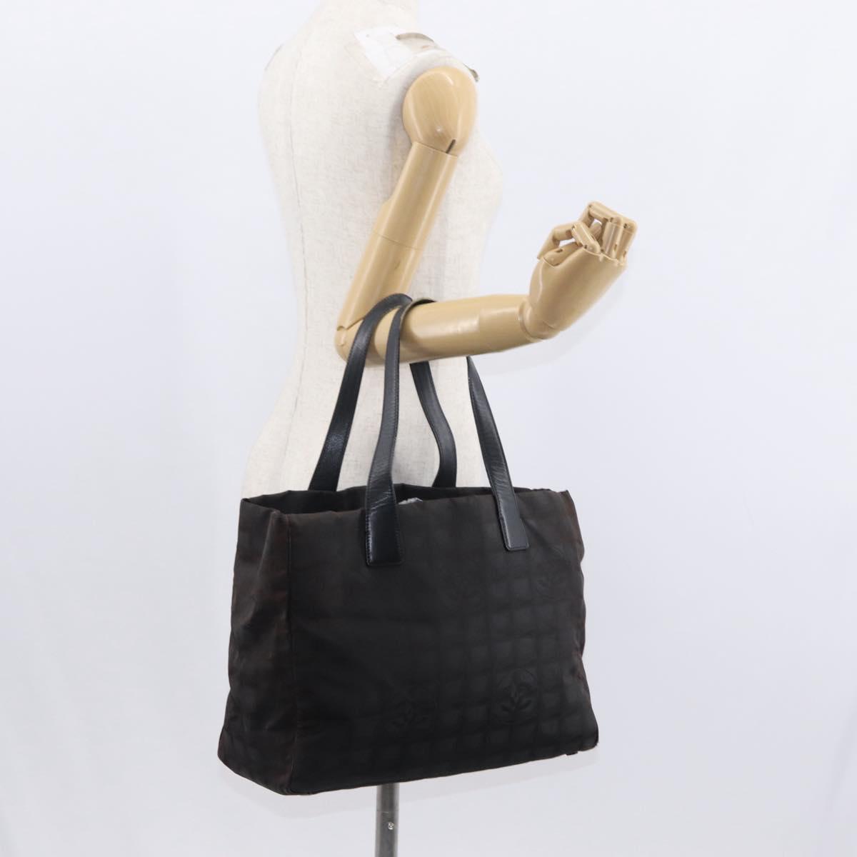 CHANEL New Travel Line Tote Bag Nylon Black CC Auth ka103