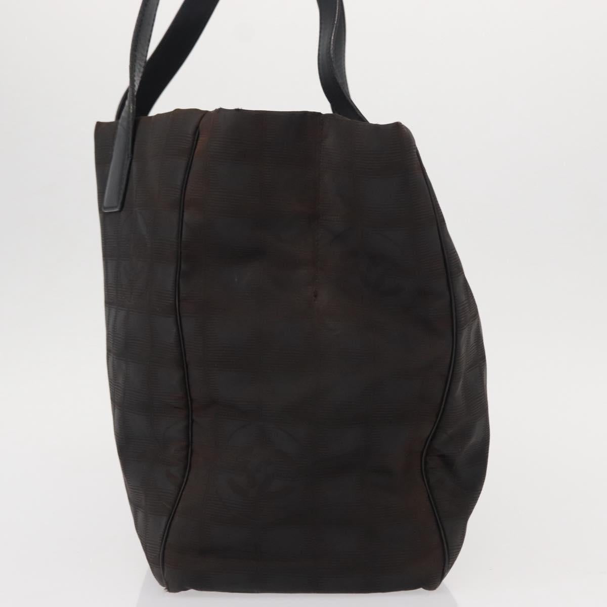 CHANEL New Travel Line Tote Bag Nylon Black CC Auth ka103