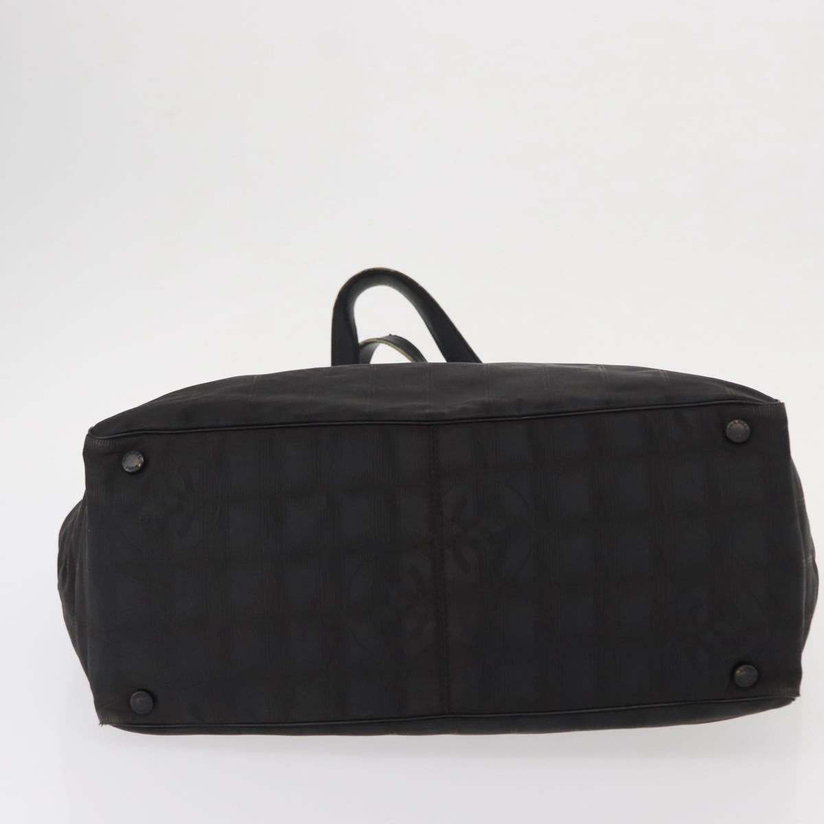CHANEL New Travel Line Tote Bag Nylon Black CC Auth ka103