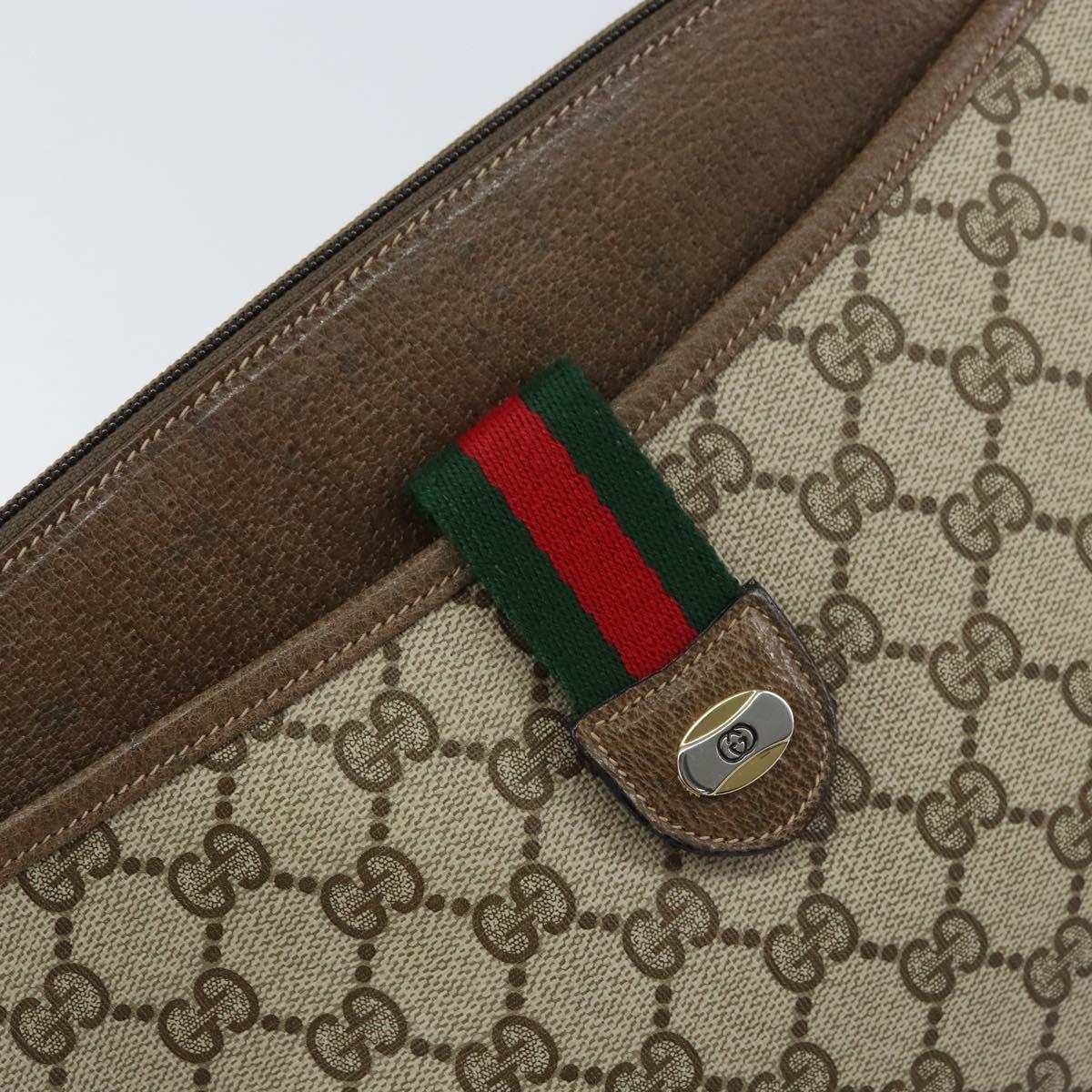 GUCCI GG Supreme Web Sherry Line Bag PVC Beige Gold 904 02 026 Auth ka1036