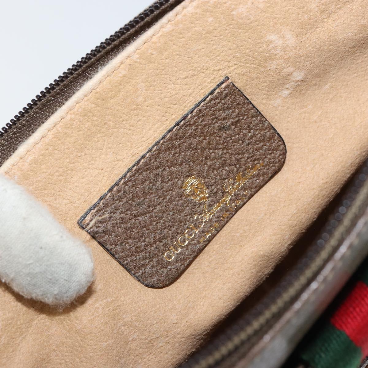 GUCCI GG Supreme Web Sherry Line Bag PVC Beige Gold 904 02 026 Auth ka1036