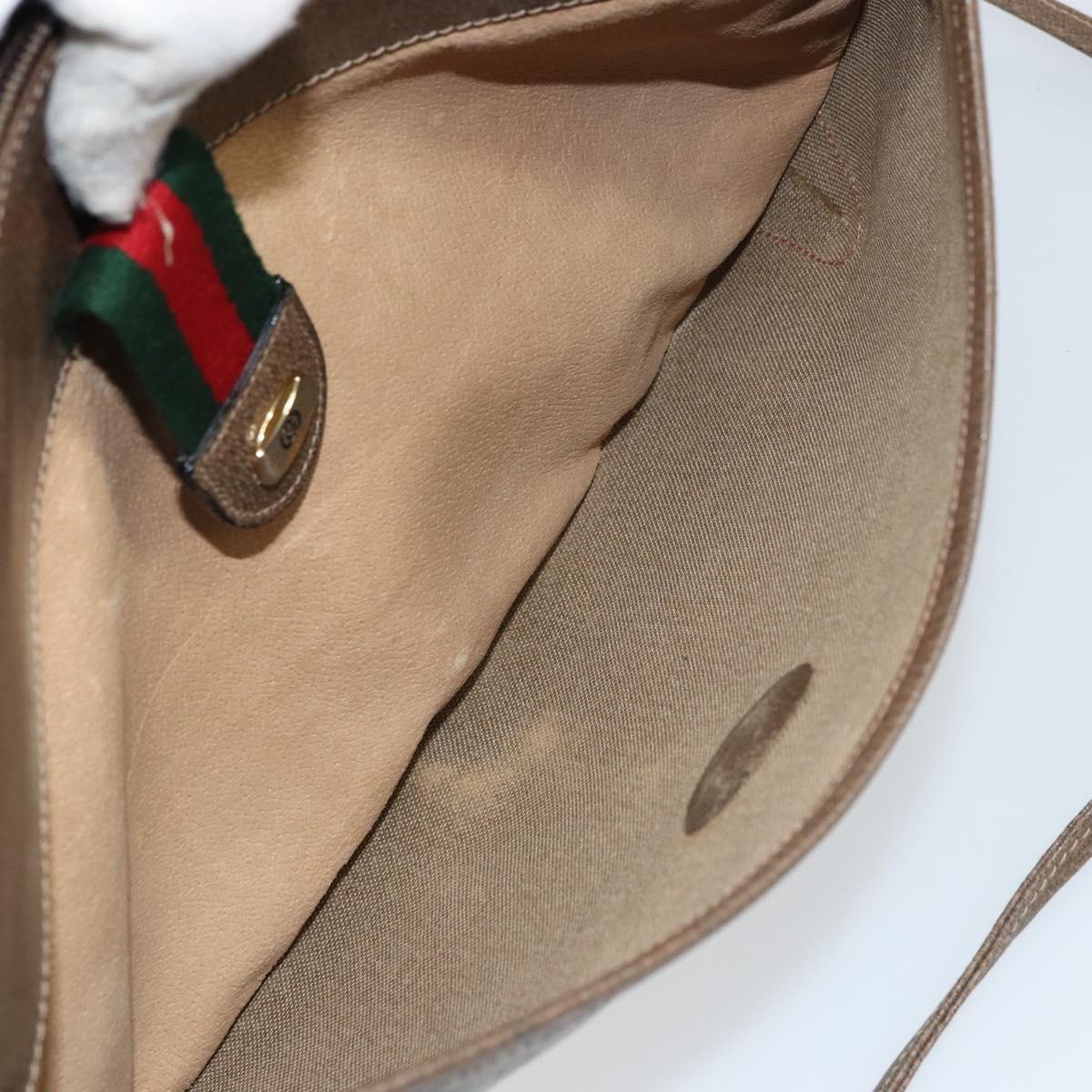 GUCCI GG Supreme Web Sherry Line Bag PVC Beige Gold 904 02 026 Auth ka1036